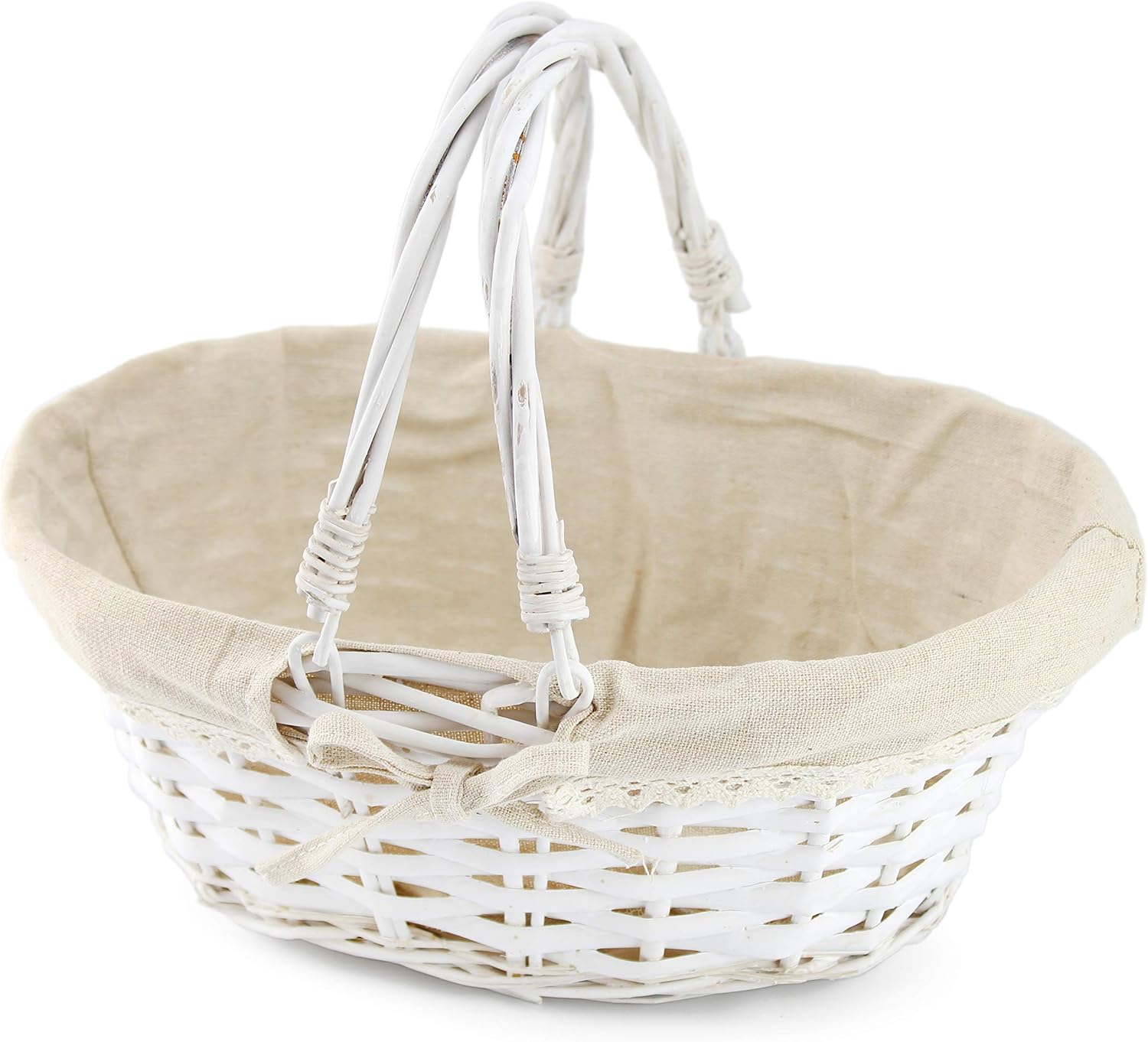 Cornucopia Wicker Basket with Handles (WhitePainted), for