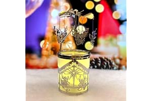 iLaJao Rotary Tea Light Carousel Angel Rotary Candle Holders Spinning Tealight Holders Christmas Decoration for Tabel Centrepieces Gift for Mom Women Wife Birthday-6 ¼ Inch Tall (Angel)