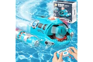 YOTOY Remote Control Boats for Kids - RC Boat Pool Toys, 2.4GHZ RC Spray Gasboat with LED Lights Water Toy for Swimming Pool & Lakes, 2 Rechargeable Batteries, Gift for 3 4 5 6 7 8 Year Old Girls/Boys