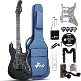 Winzz Adult Electric Guitar 4/4 Full Size, ST HSS Pickup, for Beginners Starter Pack with 12 Accessories, Ideal Kids Electric Guitar Kit 12+ Years (Black)