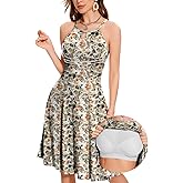 ANYFITTING Built in Bra Halter Dresses for Women 2025 Summer Pockets Dress Flowy Midi Sundresses Beach Vacation