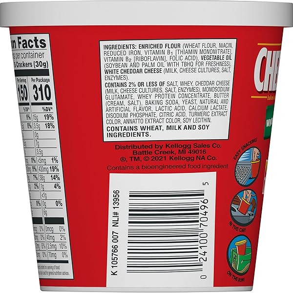 CHEEZ-IT BAKED SNACK CHEESE CRACKERS IN A CUP, WHITE CHEDDAR, SINGLE SERVE, 2.2 OZ