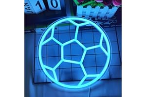 Ajoyferris Dimmable Soccer Neon Sign for Bedroom Neon Soccer Ball Sign Soccer Neon Light for Bedroom Birthday Party Home College Decor Club Kids Holiday Gifts,12’’ X 12’’ Ice Blue