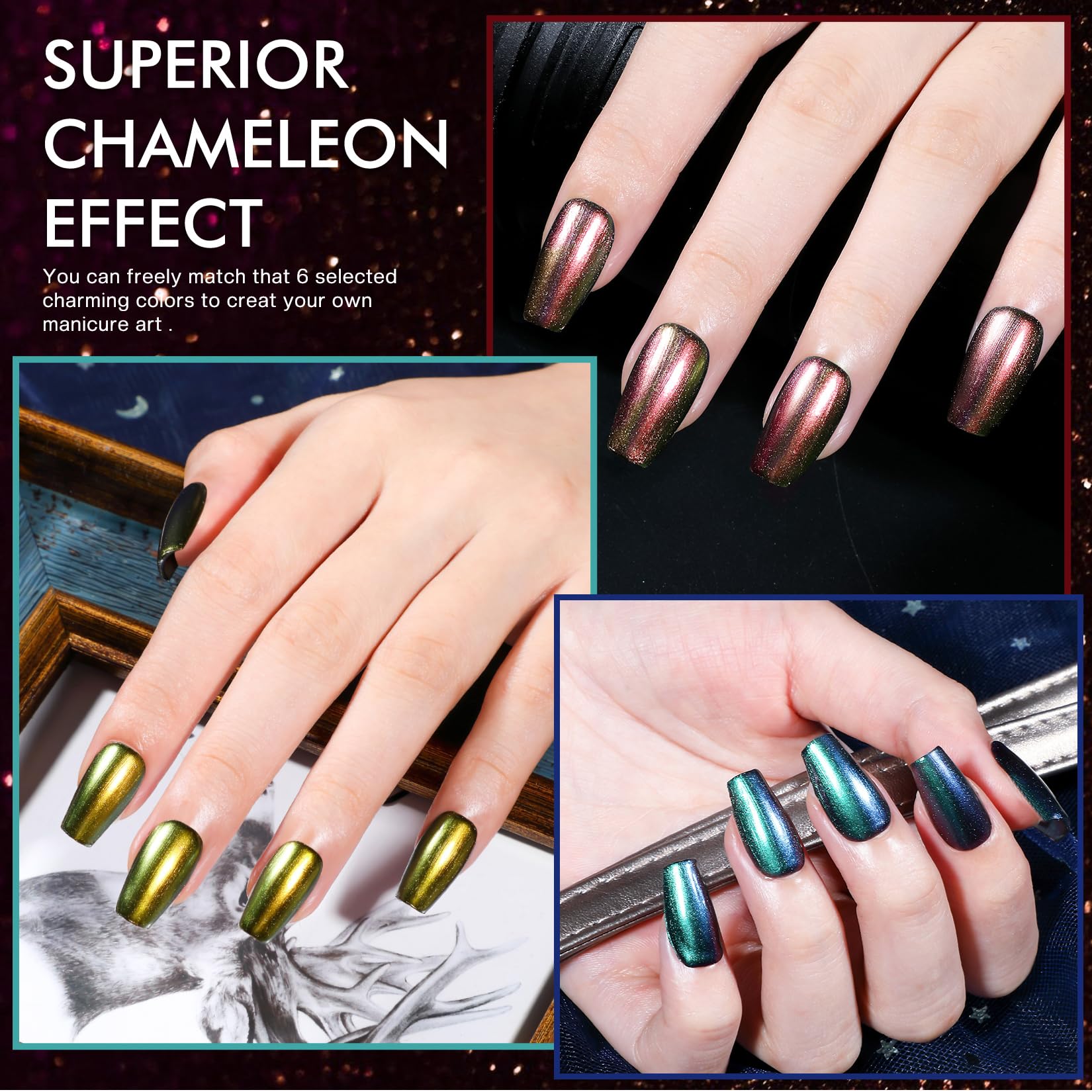 Morovan Fingernail Nail Polish Set: Holographic Metallic Lacquer Air Dry Nail Polish Regular Nail Polish Pack 0.25oz Glitter Finger Nail Polish Bulk Toenail Polish Kit Gift for Women - Image 5