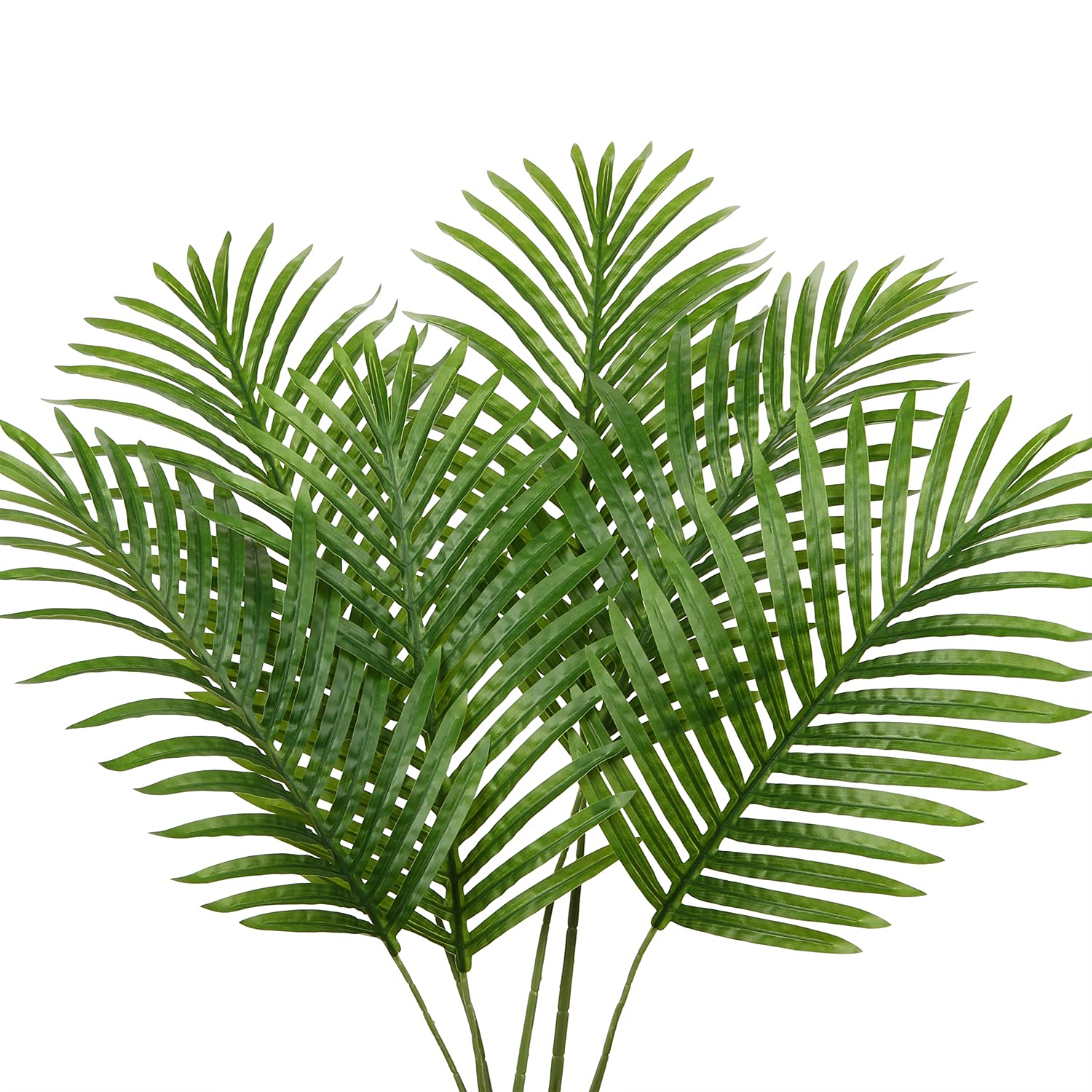 Briful 6PCS Artificial Palm Leaves Tropical Palm Leaf Decorative Artificial Plants Fake Leaves Stems for Jungle Party Decorations Flower Arrangement Home Decor