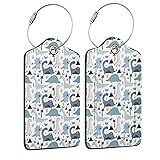Cute Dinosaur Luggage Tags Set of 2 Tropical Jungle