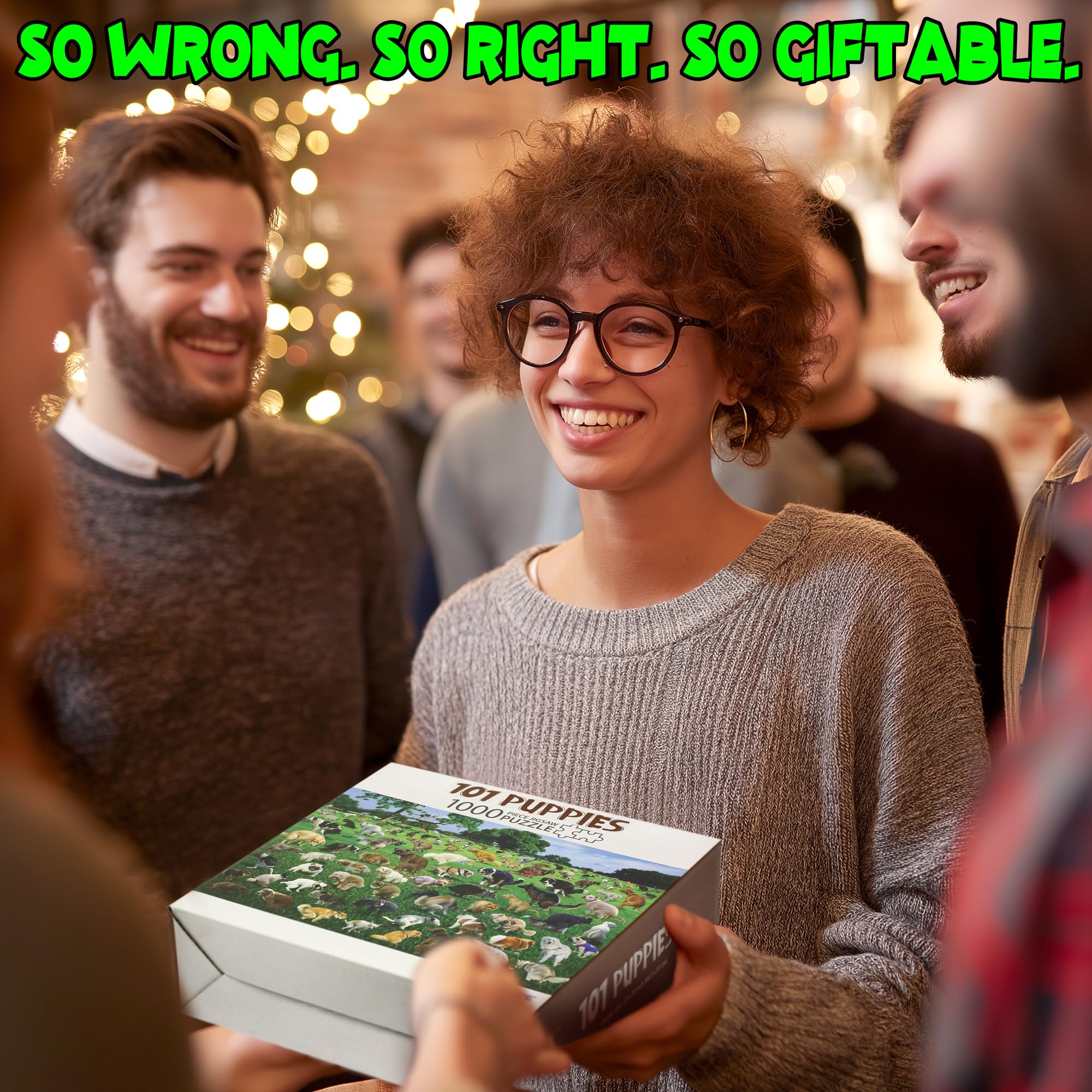 Funwares Original 101 Puppies Puzzle – 1000-Piece Hilarious Dog Jigsaw – Funny Gift for Dog Lovers, White Elephant, and Pet Lovers with a Sense of Humor