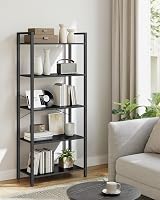 VASAGLE 5-Tier Bookshelf Ebony Black and Ink Black LLS061B56 30x66x153 cm view 3