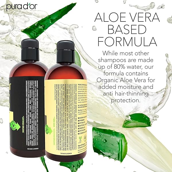 PURA D’OR ADVANCED THERAPY BIOTIN SHAMPOO & CONDITIONER HAIR CARE SET FOR HAIR THINNING, CLINICALLY TESTED EFFECTIVE RESULTS, HERBAL HAIR THICKENING PRODUCTS FOR WOMEN & MEN, 16OZ X2