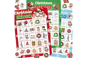 ceiba tree Merry Christmas Bingo Game for Kids Adults Large Group 24 Players Xmas Winter Holiday Bingo Family Activities Party Games Party Favors Party Supplies