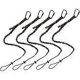 TRSMIMA Safety Tether Lanyard Tool - Strap for Hand Tools 5 Pack | Retractable Lanyard Tool Leash Stretch Strap Safety Fall Protection with Screw Lock Carabiner Clip