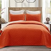 Exclusivo Mezcla Reversible Full Queen Quilt Bedding Set with Pillow Shams, Lightweight Quilts Queen Size, Soft Bedspreads Bed Coverlets for All Seasons - (Burnt Orange, 90"x96")