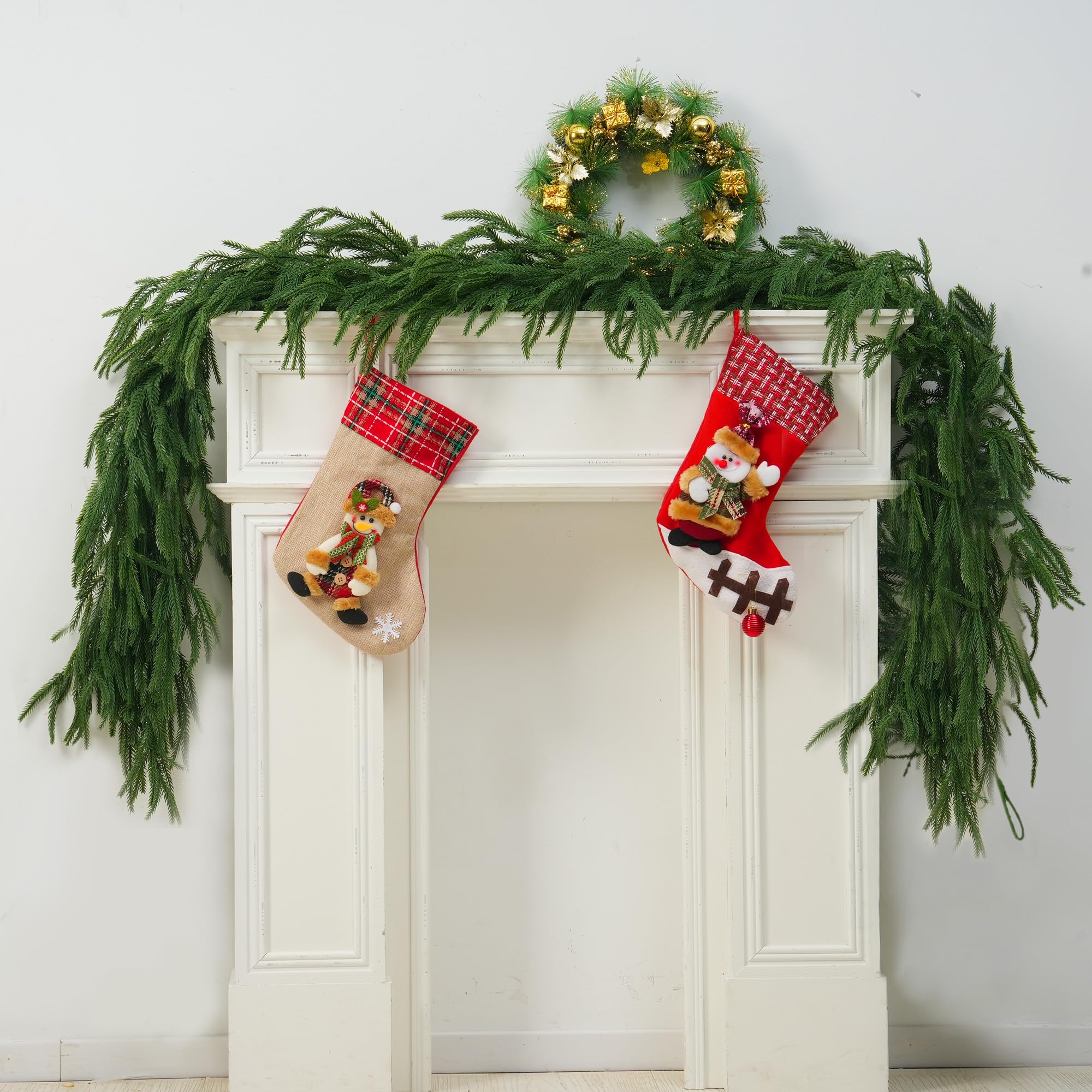 Photo 1 of 2 PCS-6FT Artificial Norfolk Pine Garlands - Real Touch Winter Pine Garland, Green Artificial Greenery Garland for Table, Mantle, Wall, Indoor, Outdoor Christmas Decorations
