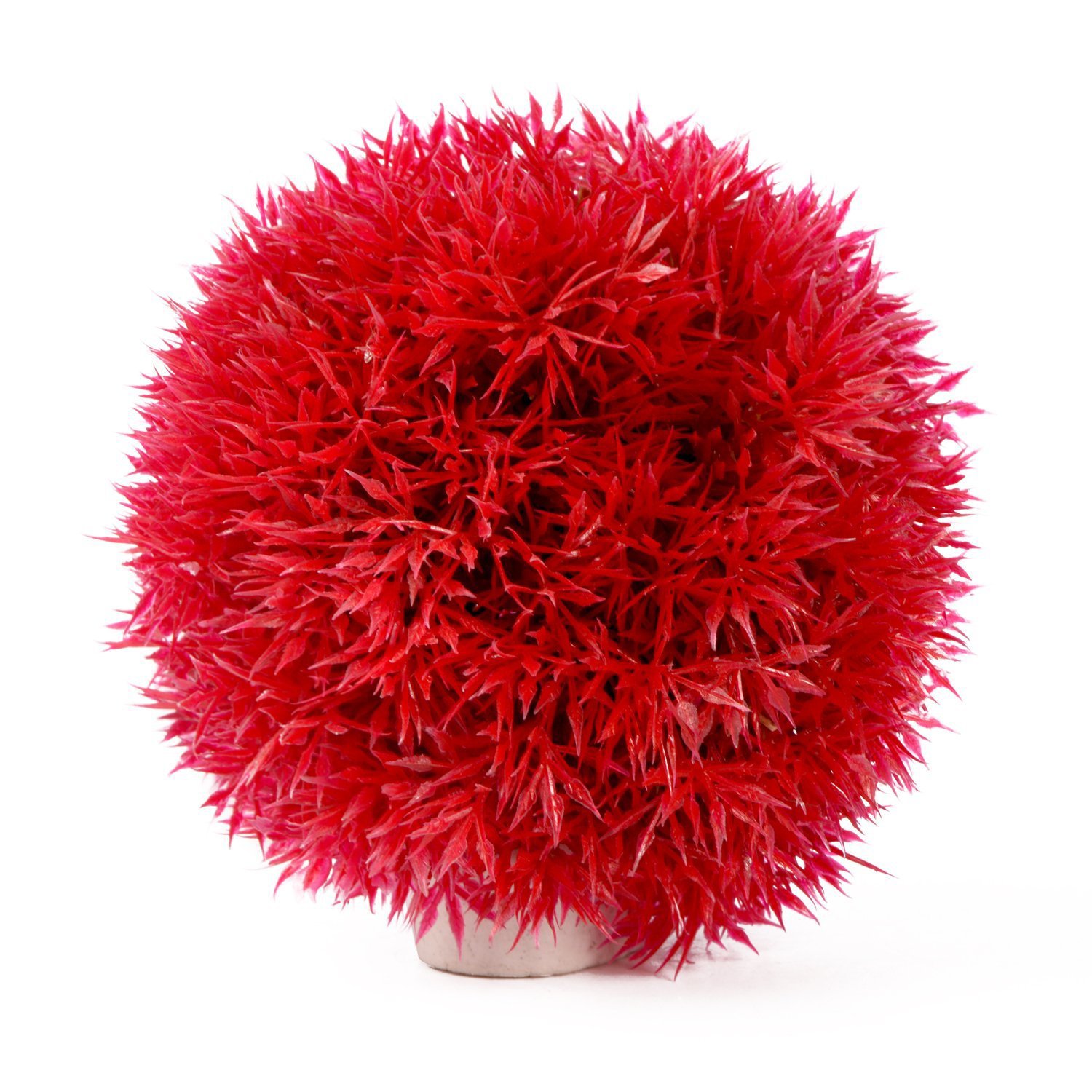 Saim Ball Shaped Artificial Plastic Aquarium Plants Decor Fish Tank Decorations, Red