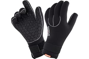 SARHLIO Water Gloves 5mm Neoprene Warmer Wetsuit Winter Gloves with Adjustable Wrist Strap for Ice Canoeing Ocean Swimming Kayaking Spearfishing Skiing