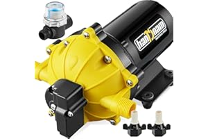 HANDNAM RV Water Pump, 7GPM 70PSI 12V DC Water Pump, Five Chamber Self-Priming Diaphragm Fresh Water Pump with Pressure Switch and Strainer, On Demand Water Pump for RV, Marine, Yacht, Caravan, Camper, Garden
