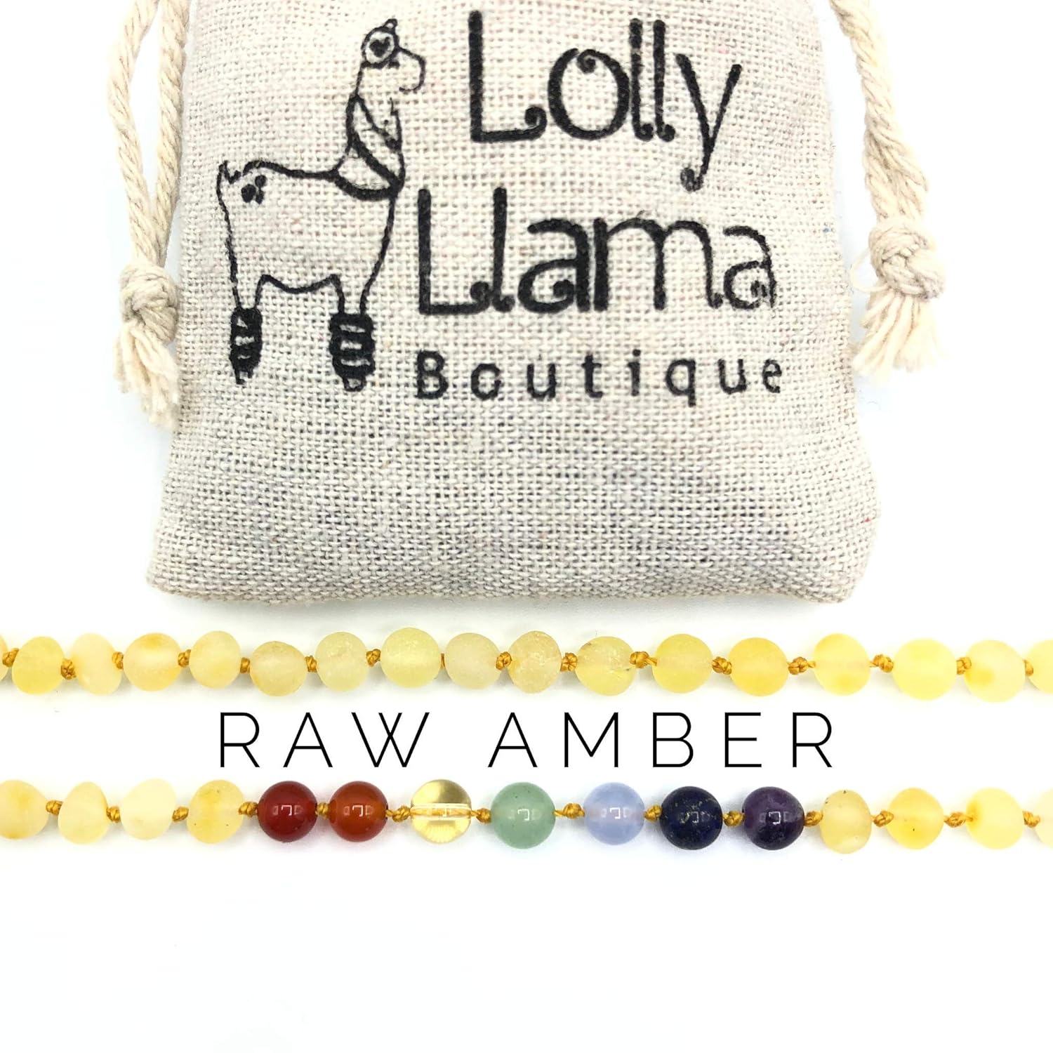 lolly llama amber teething necklace