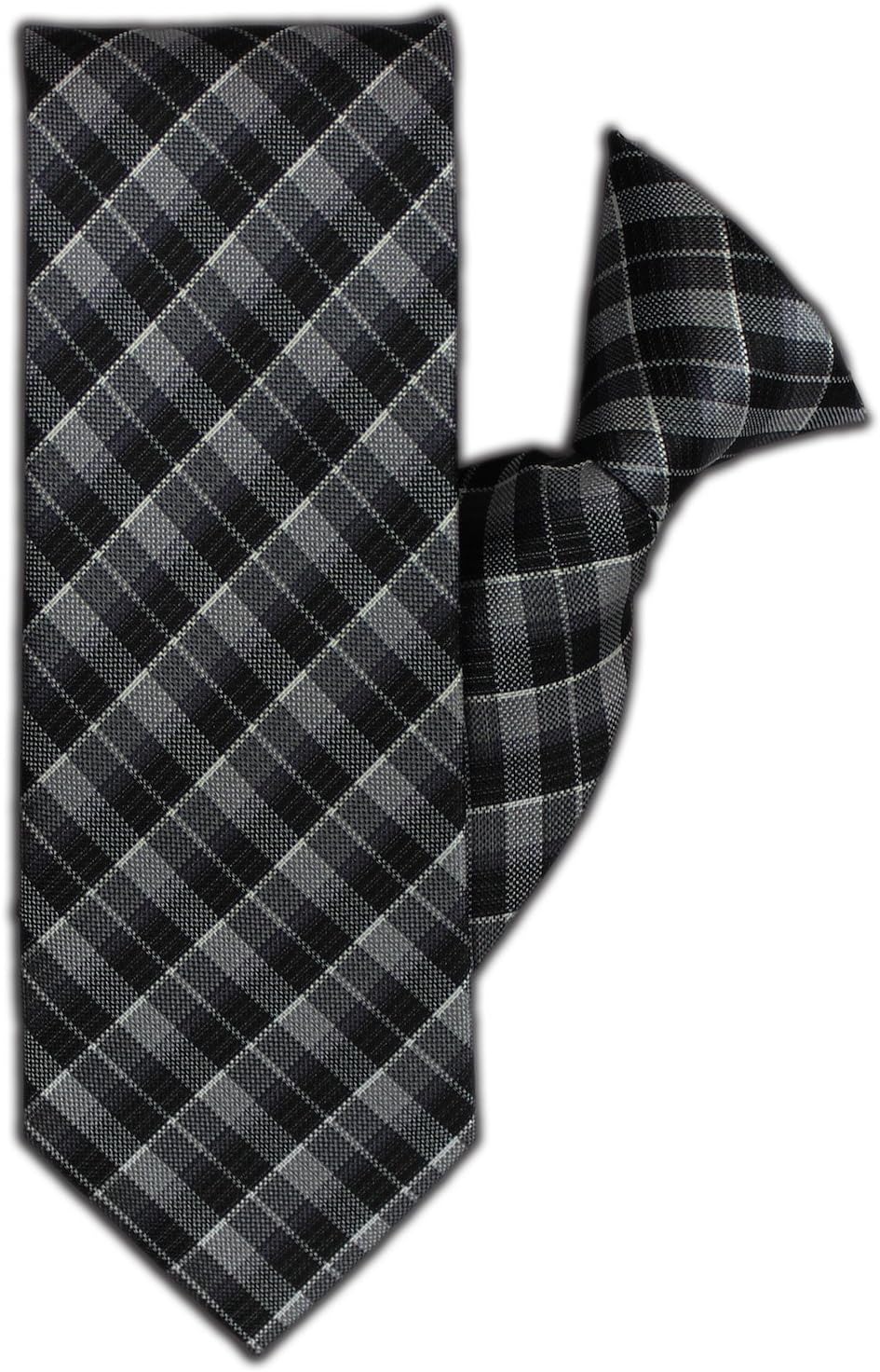 Dark Grey Tartan Clip On Tie (JH-1117)