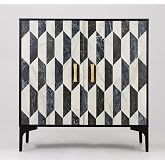 Anbuy Faux Marble Doors Sideboard Buffet Cabinbet with Storage Dining Room Buffet Cupboard Console Table Hallway, Liquor/Accent Cabinet/Geometric Cabinet, 30.7 X 15.75X 31.5 Inches(Black)