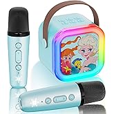 VibeHaven Frozen-Themed Kids Karaoke Machine for Girls with 2 Wireless Microphones | Mini Portable Karaoke Machine | Birthday Gift Toys for Girls & Boys Ages 3-12