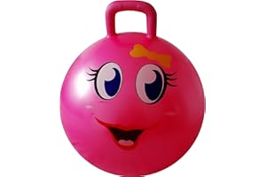 AppleRound Hippity Hoppity Jumping Ball with Pump, Bouncy Ball with Handle, 20in/50cm Diameter for Age 7-10, Kangaroo Bouncer, Space Hopper with Handle for Children, Printed Design (Girl)