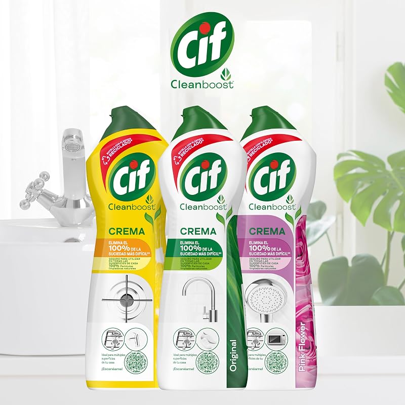 Crema Original Multisuperficies, Potente Limpiador con Fórmula de Micropartículas para el Baño y Cocina, 750 ml