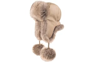 Futrzane Aviator Hat - Winter Trapper Hats for Women - Warm Russian Bomber Hat