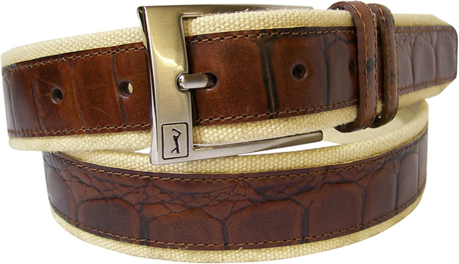 Heren accessoires Cole Haan Mens Belt Brown Leather & Canvas bing