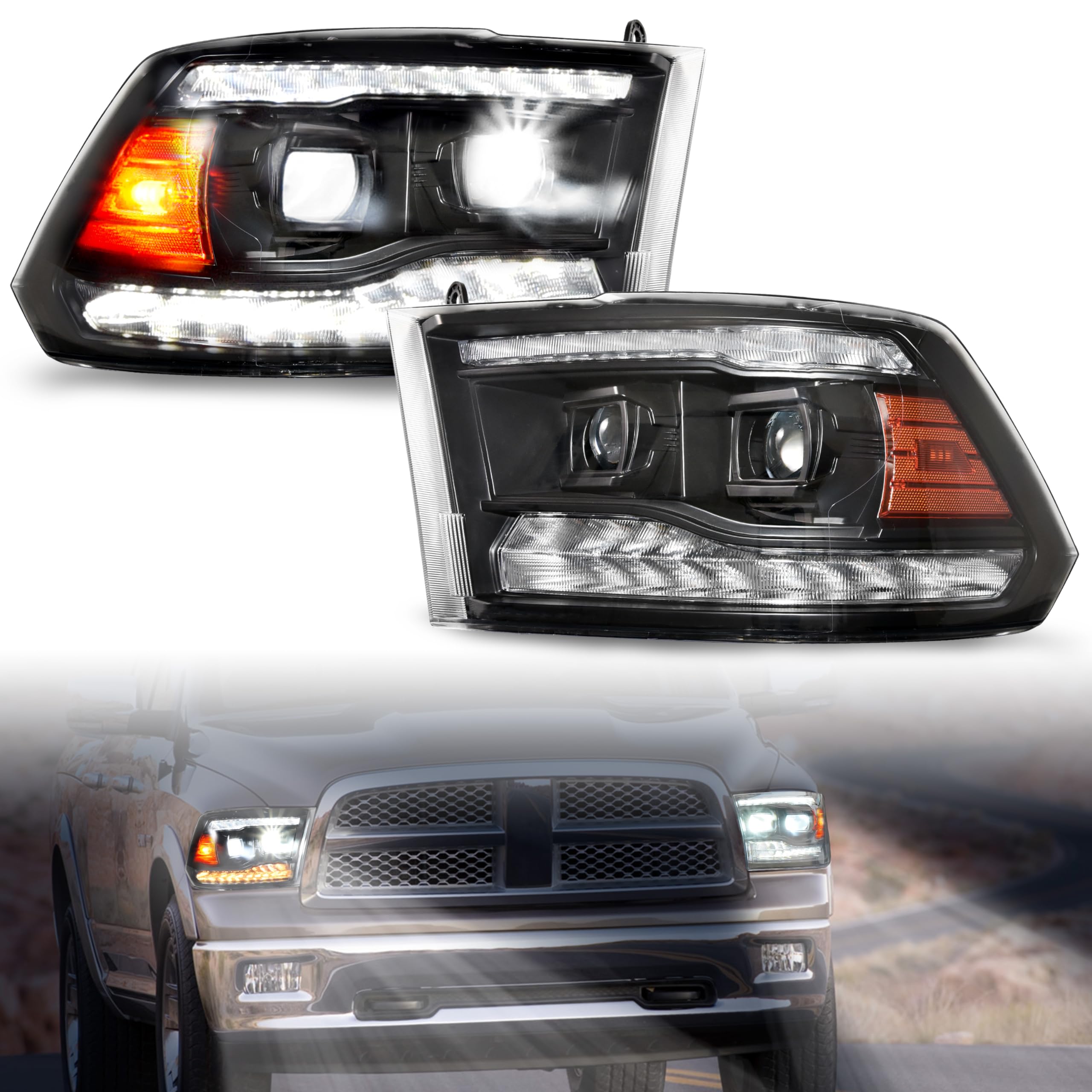 VLAND Full LED Headlights For Dodge Ram 1500 2500 3500 (2009-2018) & Classic (2019-2021)