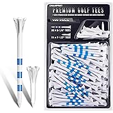 CHAMPKEY Professional 5 Prongs Golf Tees 100 Pack | 85 Driver Tees with 15 Iron/Hybrid Tees Mixed Pack | Low Friction and Res