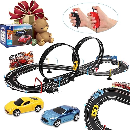Slot Car Race Track Sets Kid's Toys, 22 FT Dual Racing Game
