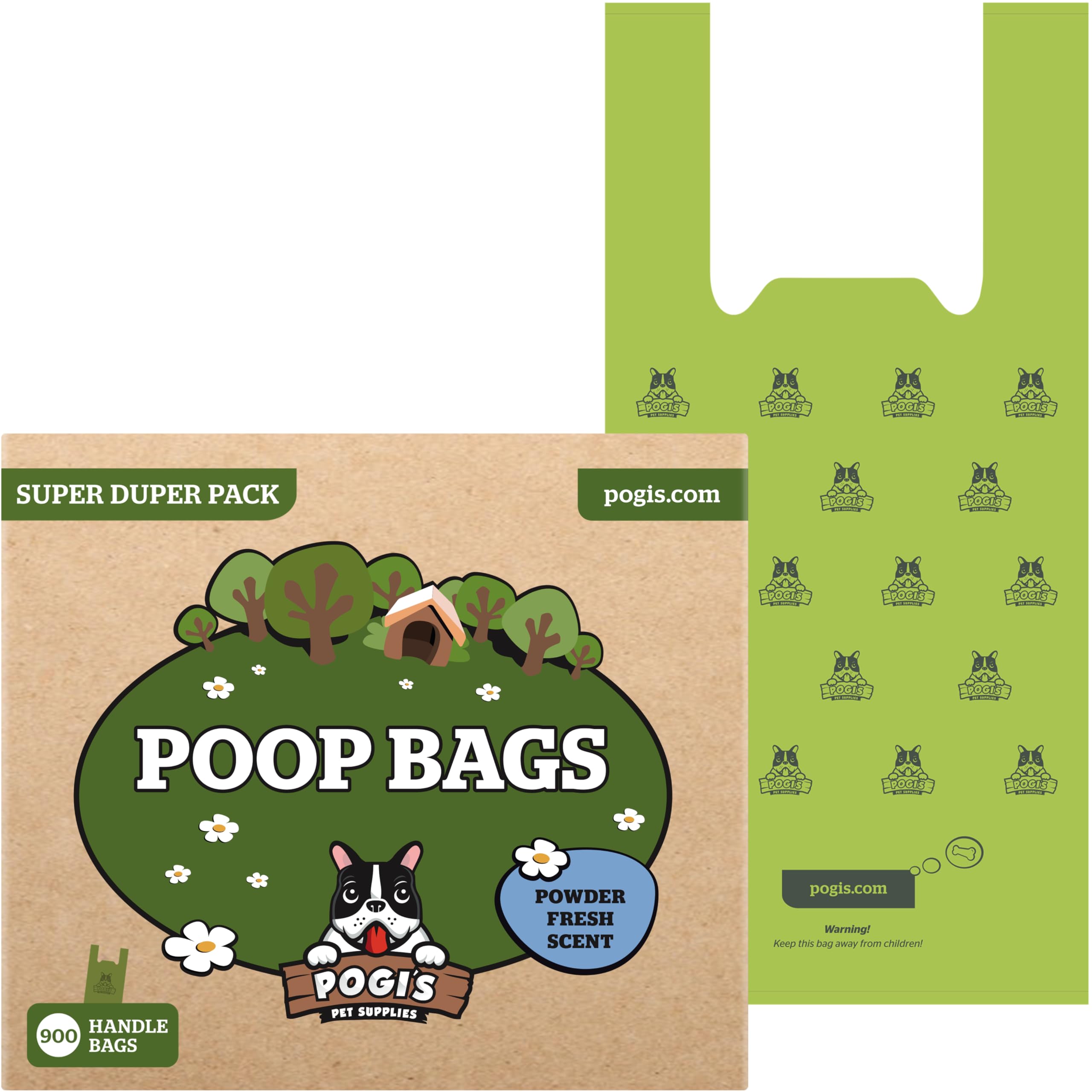 Pogi’s Dog Poo Bags with Handles – Extra Thick, Leak-Proof, Large, Fresh Scented, 900-Count