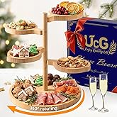 Tiered Charcuterie Board Gift for Women: Bamboo 360° Rotating Round Base with 4 Swivel Trays - White Elephant Gift Valentine Holiday Hosting Christmas Birthday Parties House Warming Gift for Couples
