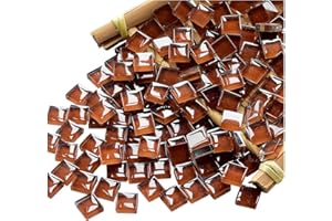 FAIRUO Mosaic Tiles Squares Chocolate Crystal Mosaic Glass Tile for Crafts Bulk DIY Picture Frames Handmade Jewelry Coasters Art Material Decoration,1x1cm,100 Pieces