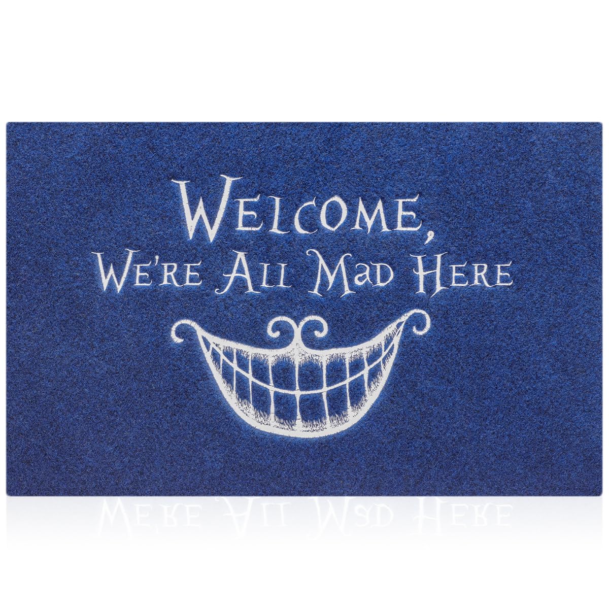 AOAOPQ Large Door Mat 60 x 90 cm Door Mats Entryway Rugs Front Door Mat Non Slip Door Mats Indoor Funny We're All Mad Here Doormats Blue