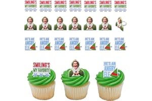 DecoPac Elf Smiling's My Favorite Festive Rings, Christmas Cupcake Decorations For Holiday Celebrations And Parties – 24 Pack