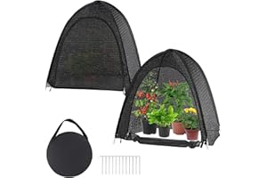 MJZ 2 Pack Pop Up Plant Shade Tent, Plant Shades for Outdoor Plants, UV Resisitant 80% Sunblock Shade for Plants Sun Protection, Plant Shade Cover for Flower Potted Plants (28x28x33 Inch)