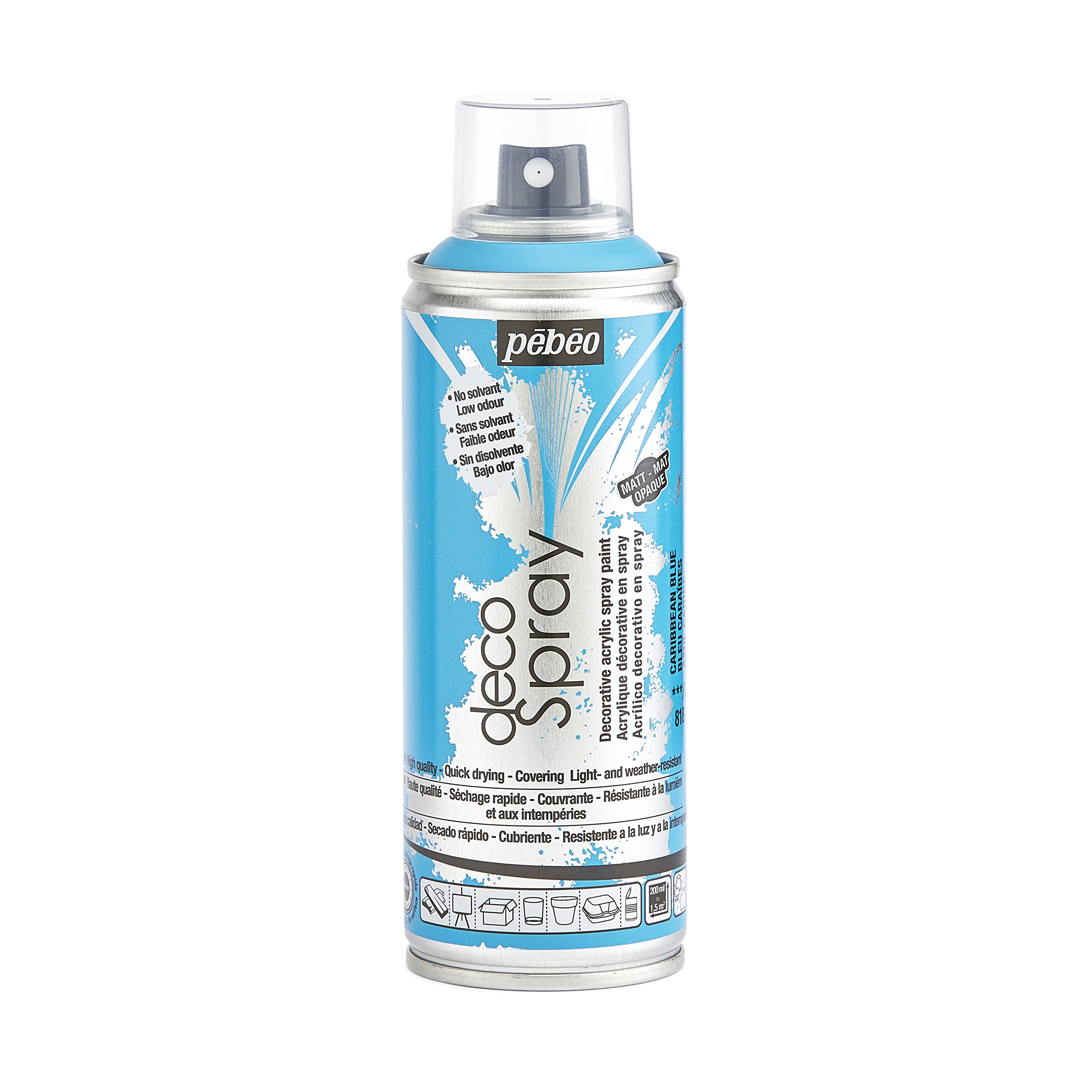 PEBEO 93818 200ml Decospray, Acrylic, Caribbean Blue, 16.5 x 5.2 x 5.2 cm