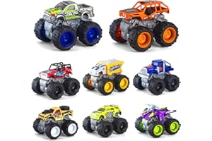 BOKABOKA 8 Pack Monster Trucks for Boys and Gilrs, 4-Wheel Drive Friction Powered Toys Push and Go Cars with Giant Wheels,360° Crazy Stunts Car Boys Girls Birthday Christmas Party Favors Gifts