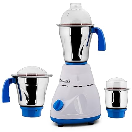 ANJALIMIX Mixer Grinder AVION 750 WATTS With 3 Jars (White & Blue), DRY, WET, CHUTNEY