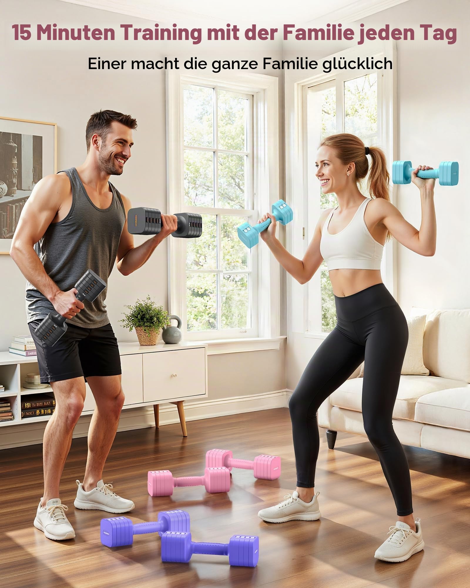 FEIERDUN Hanteln Verstellbar Set, 2 x 4,5kg I 2 x 2,7kg 8