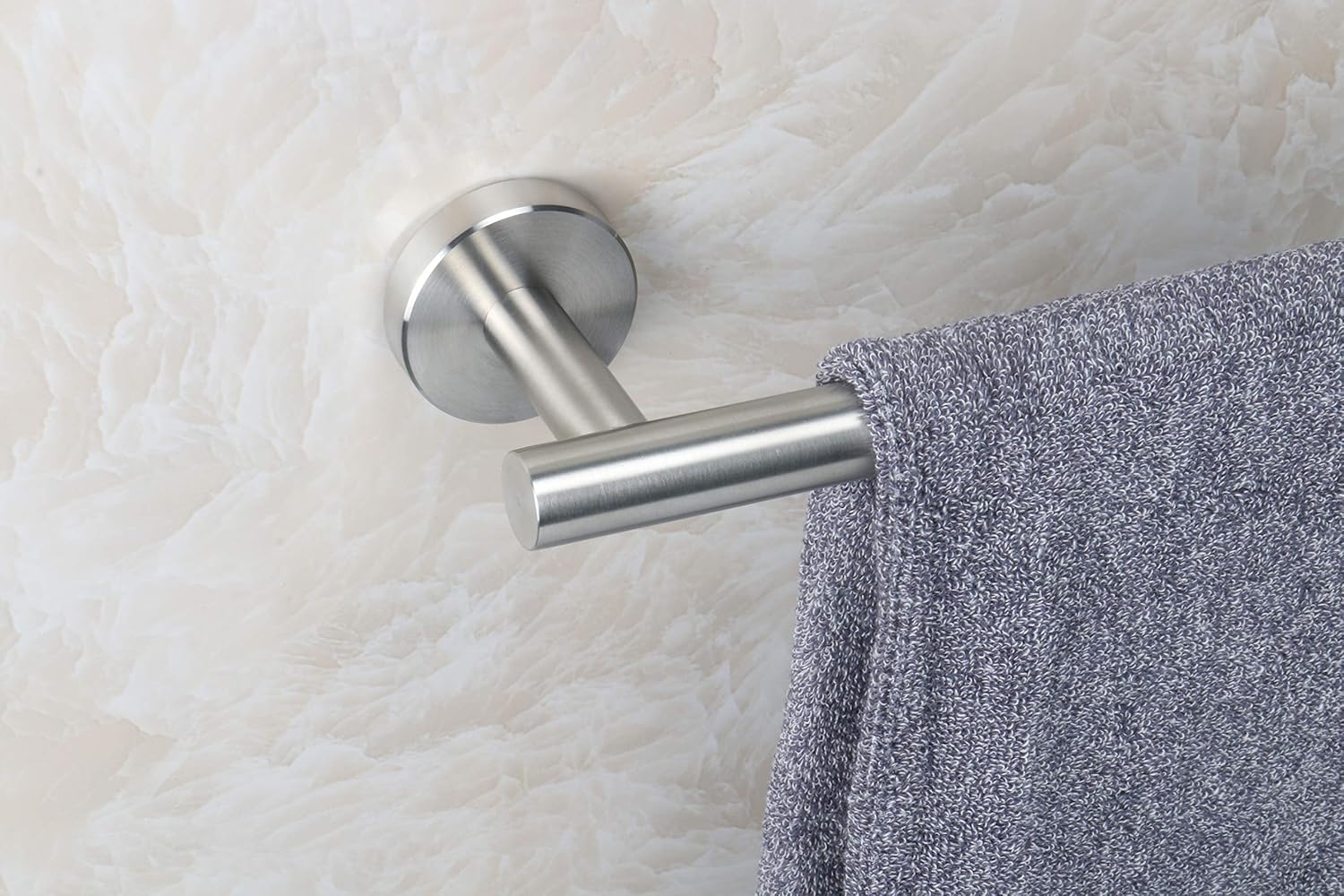 TocTen Bath Towel Bar - Thicken SUS304 Stainless Steel Towel Rack for Bathroom with 4 S Hooks, Bathroom Accessories Towel Rod Heavy Duty Wall Mounted Towel Holder (12IN, Brushed Nickel): Kitchen & Dining