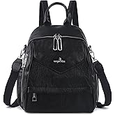 Angel Kiss Small Backpack Purse for Women,Soft Vegan Leather Roomy Backpacks,Designer Ladies Shoulder Backpack Fashion Handbag with Removable Strap,Black