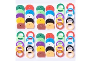 64pcs Silicone Key Caps Covers & Ring Tags - 8 Assorted Colors Key Identifier Caps for Standard Flat House & Office Keys (2 S