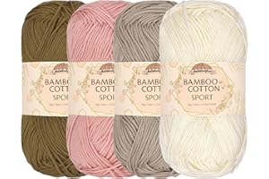 JubileeYarn Bamboo Cotton Sport Yarn - 50g/Skein - Shades of Neutral Tones - 4 Skeins