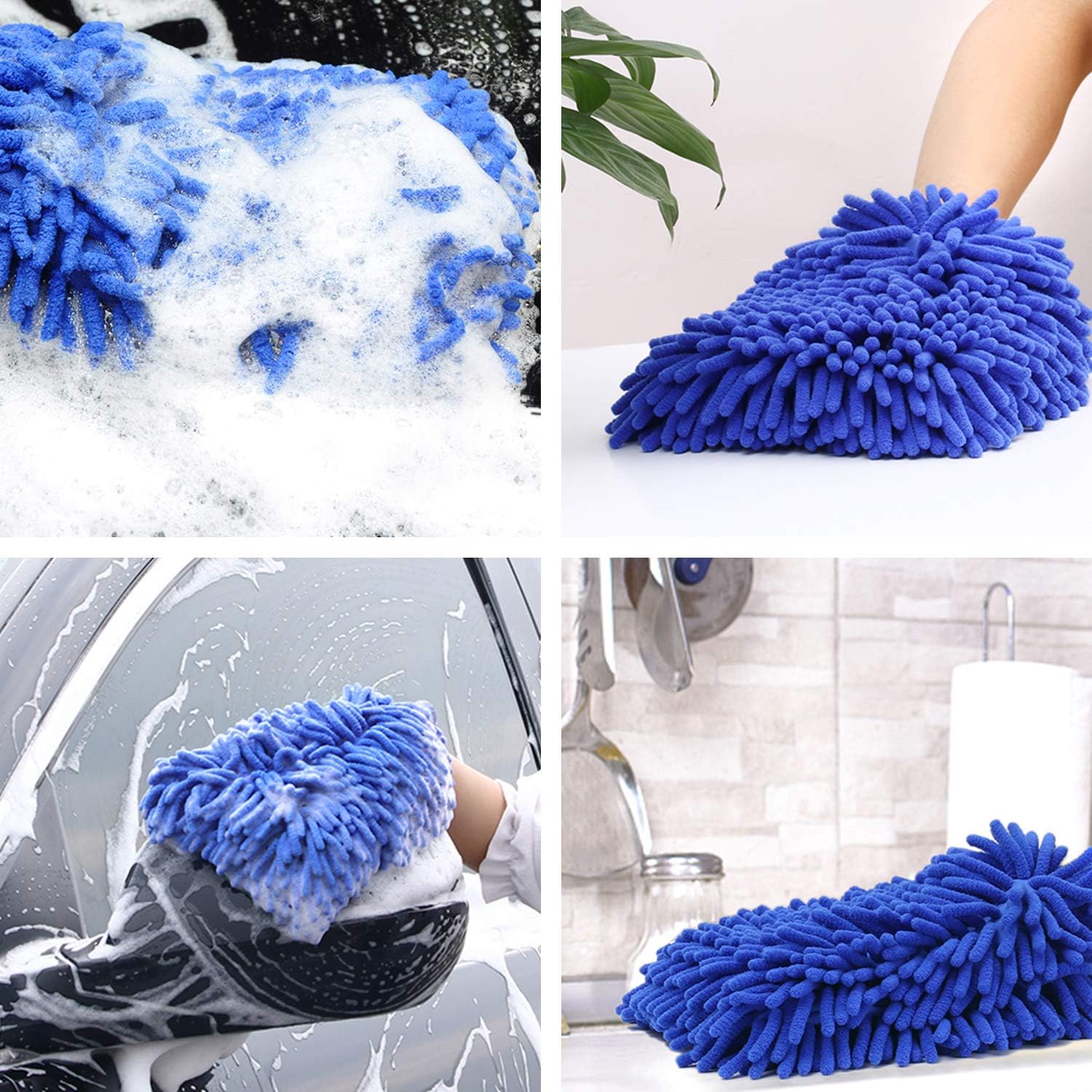 HOUSE DAY Microfiber Car Wash Mitt Scratch Free Auto Deatailing with Microfiber Cleaning Cloth: Automotive