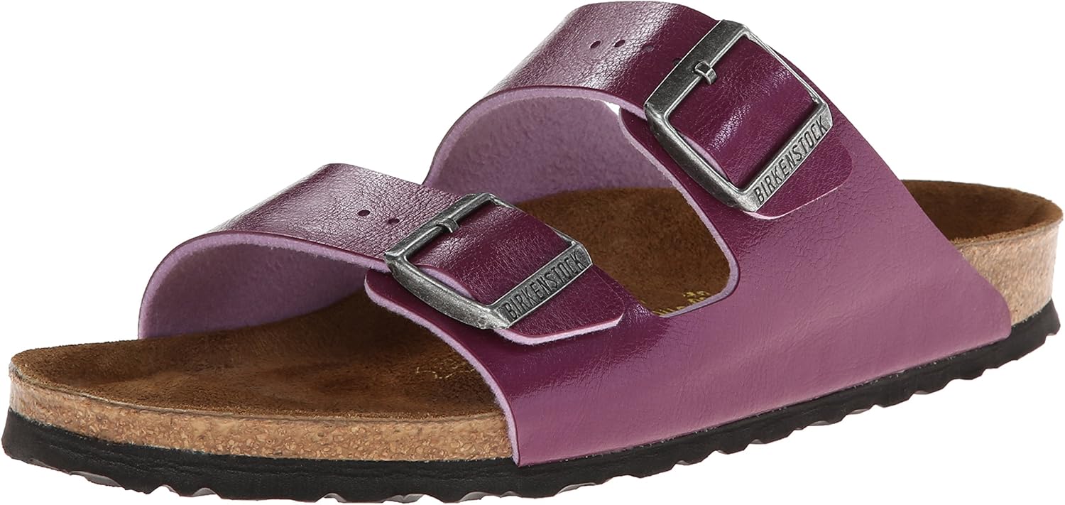 Amazon.com | Birkenstock Women's Arizona Birko Flor Fashion Sandals, Magenta Purple Leather, 42 