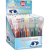 natraco Bulk Toothbrush Pack with Covers | Premium Quality Individually Wrapped Colorful Tooth Brushes | Medium Soft Bristles for Travel, Donations, Hotels (100)