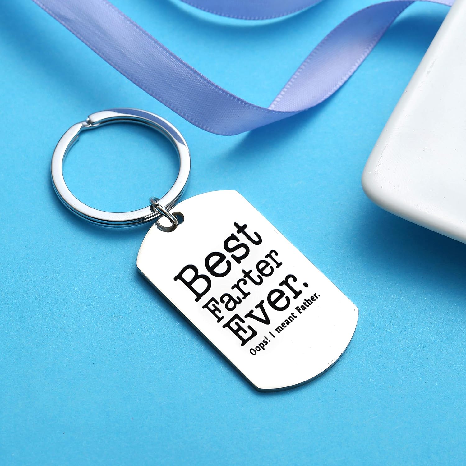 Nimteve Dad Gifts from Son Daughter Dad Keychain Father Keyring Key Tags for Daddy Papa Men Jewellery for Father's Day Birthday Gift (Funny Style- Best Farter Ever I Mean Father) - Image 5