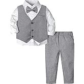 A&J DESIGN 4pcs Baby & Toddler Suit, 12 Months - 5T, Shirt & Pants & Vest & Bow Tie